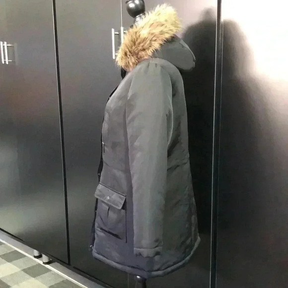 Style & Co.Water Resistant,faux fur hood,zip/snap front,pockets midi winter coat - Picture 3 of 13